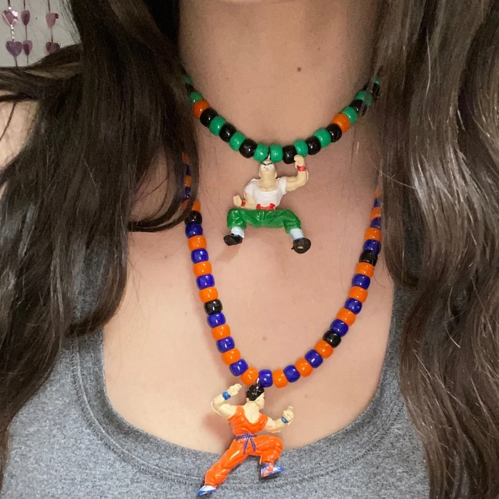 Dragon ball Z Beaded Kandi Necklace chocker Set vintage anime